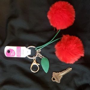Oversized fuzzy cherries Keychain Cherry 🍒